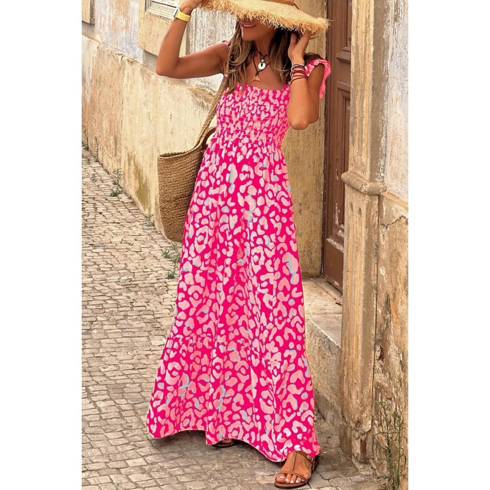 Pink Leopard Print Maxi Dress - Picture 1 of 3